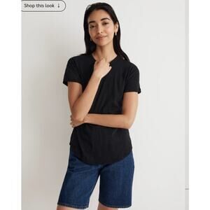 NEW! Madewell Whisper Crew Neck Tee in TRUE BLACK (L)